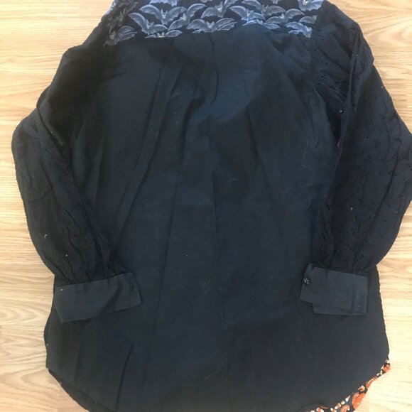 Halloween Pumpkin, Candy Corn, Bats Button-Up Shirt Handmade Size L - Picture 2 of 9